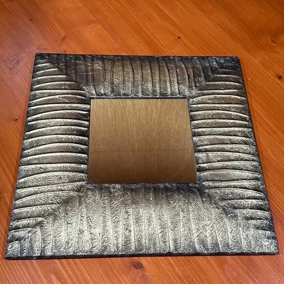 Bronze Toned Framed Metal Mirror - 14" Square - Picture 1 of 10